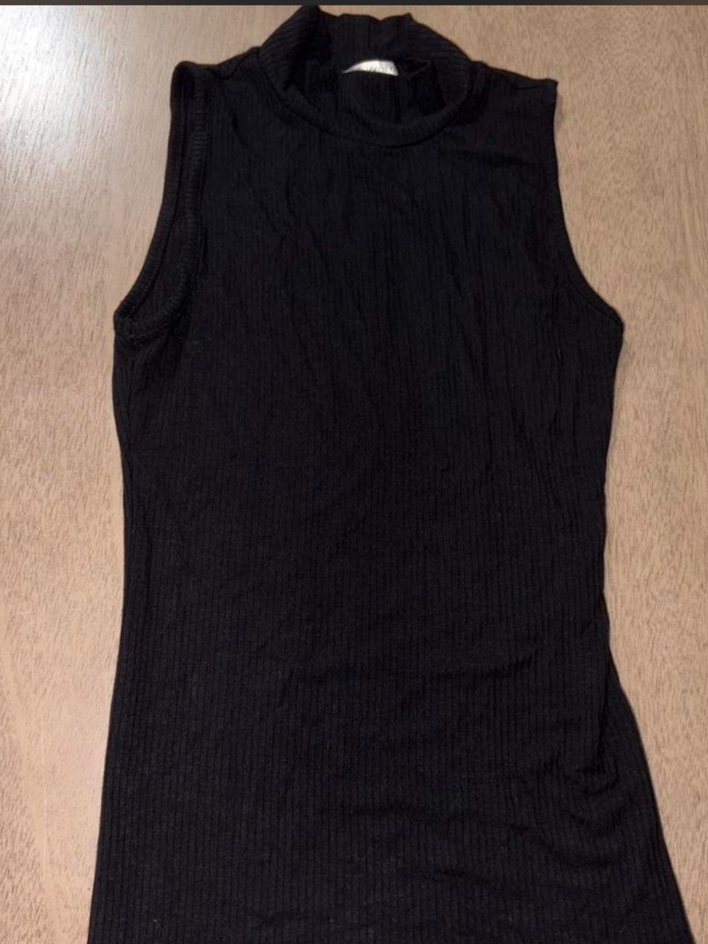 Black ribbed turtleneck tank top